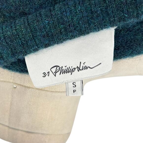 3.1 Phillip Lim Lofty V-Neck Sweater Cropped Alpaca Wool Green Size Small - Picture 7 of 10